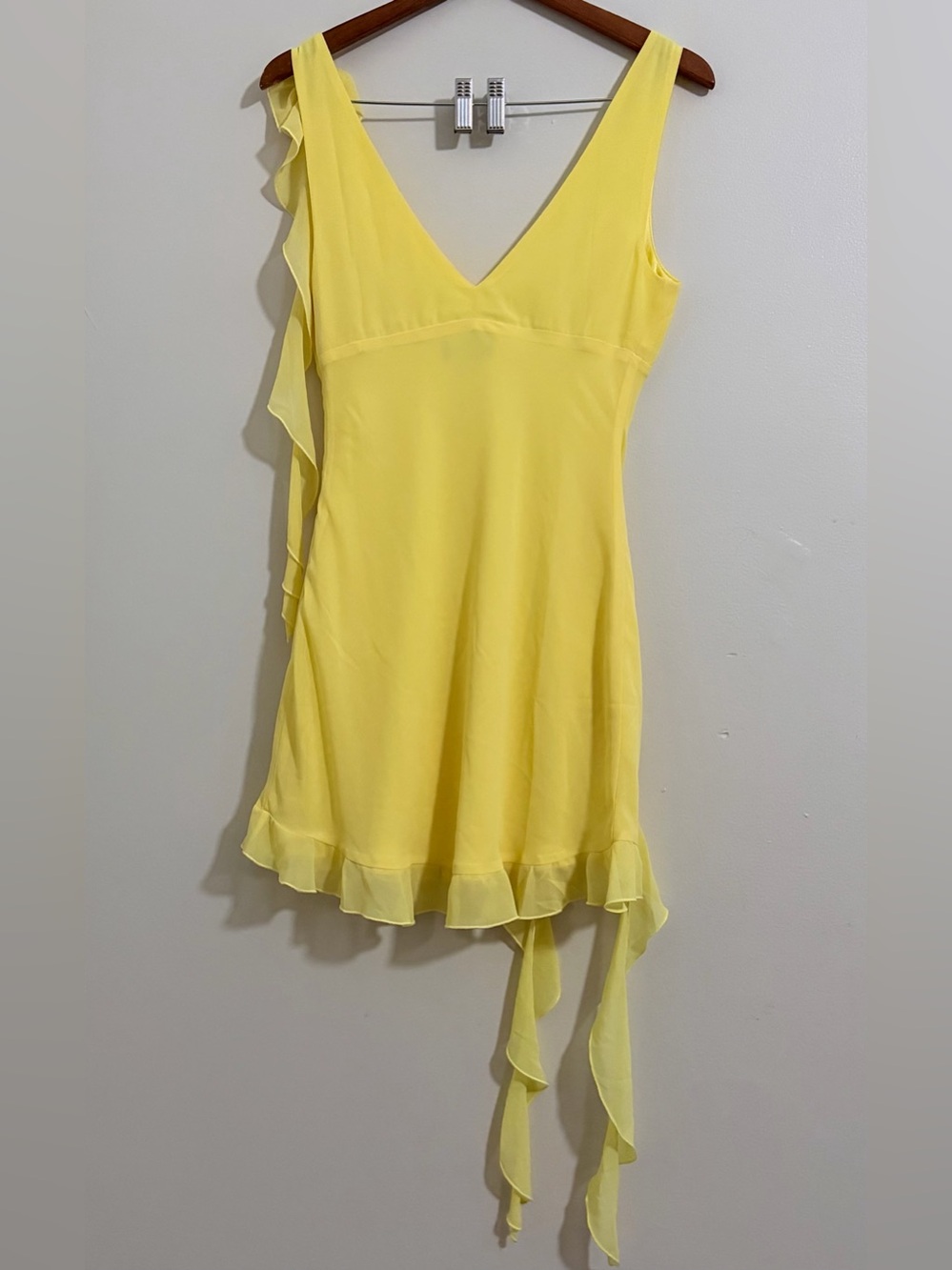 White Fox Boutique Yellow Ruffle Mini Dress - Picture 11 of 14